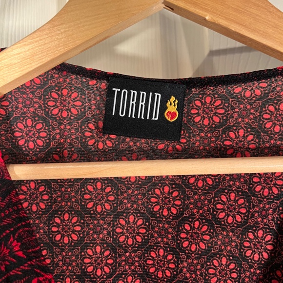 Torrid Red and Black Floral Paisley Blouse - Picture 2 of 2